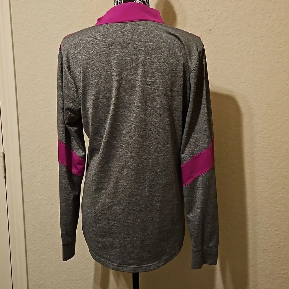 BCG  Activewear Gray & Pink Pullover with Half Zip size Large